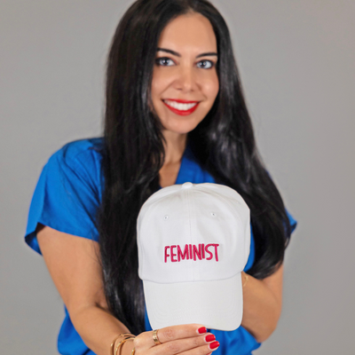 FEMINIST Hat White/Shocking Pink